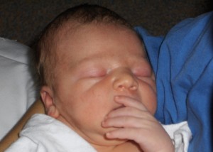 Closeup of Connor just after birth