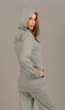 Ruched Stripe Hoodie by 1 in the Oven Grey