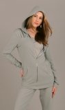 Ruched Stripe Hoodie by 1 in the Oven Grey